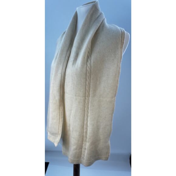 Cashmere Scarf Cream Cable Knit One Size Luxury Soft Warm Wrap Cozy Grandoe - Picture 4 of 4